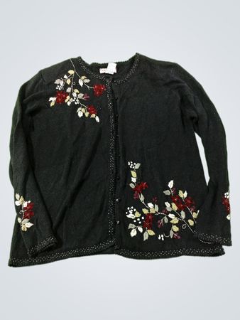 Tiara International Damen schwarzer bestickter Cardigan