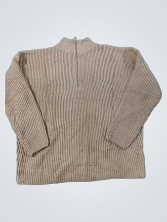 Beige Quarter Zip Strickpullover