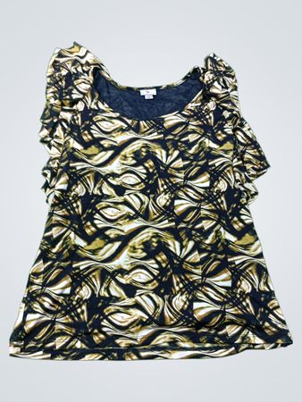 Worthington Damen Bedruckte Rüschensleeve-Oberteil