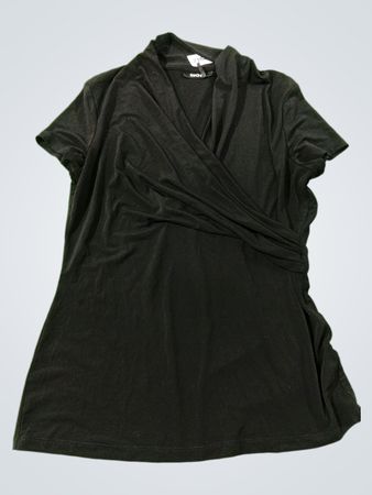 DKNY Schwarzes Kurzarm-Wickeltop