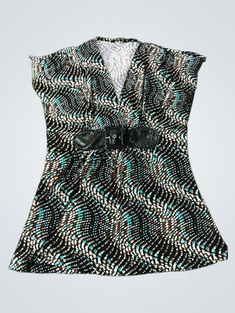 Frauen Abstract Print mit Gürtel Kleid
