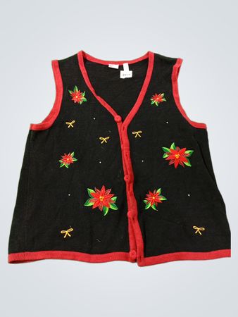 Holiday Editions Schwarzes ärmelloses Top mit Weihnachtssternen und Schleifen