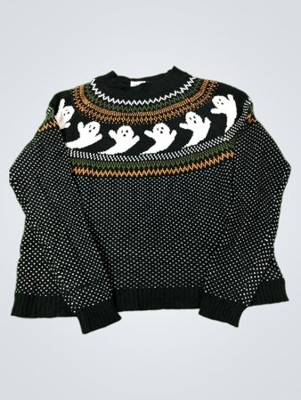Schwarzer Pullover mit Geistermuster