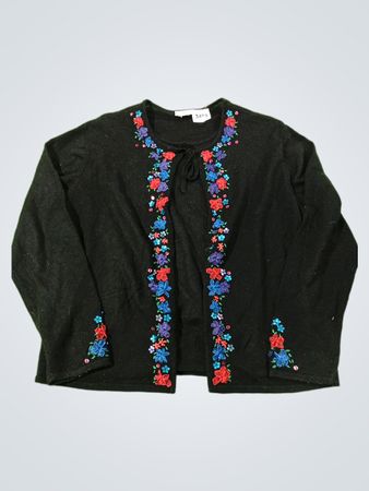 KORET PETITES Schwarze gestickte Strickjacke