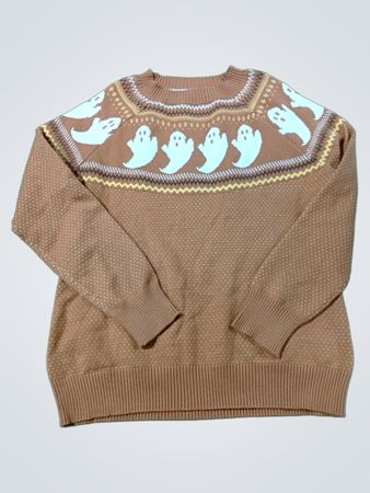 Brauner Pullover mit Gespenstermuster
