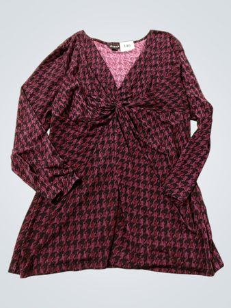 Jessica Houndstooth Twist Front Langarmoberteil