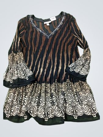 Dressbarn Damen Bedruckte Langarm-Tunika