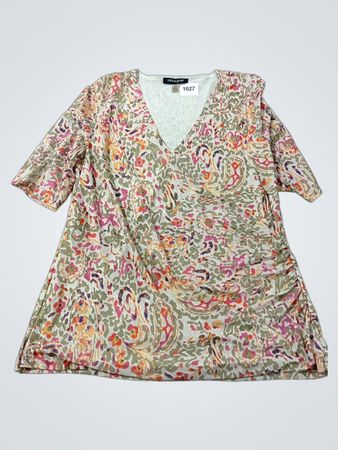 Cable & Gauge Damen Floral-Print Rüsch V-Ausschnitt Top