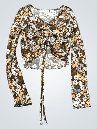 Audrey 3.1 Floral Print Ruched Long Sleeve Top