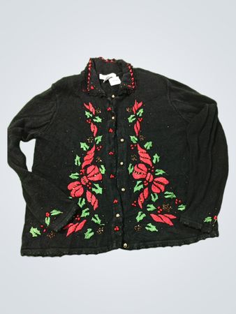 ARRIVISTE Damen Schwarzer Weihnachtscardigan