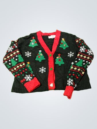 Urlaubszeit Weihnachtsbaum- und Schneeflocken-Cardigan