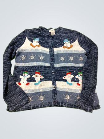 White Stag Damen blauer Schneemann Weihnachts-Cardigan Pullover