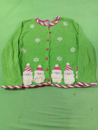 Tiara International Christmas Collection Grüner Weihnachtsmann Pullover