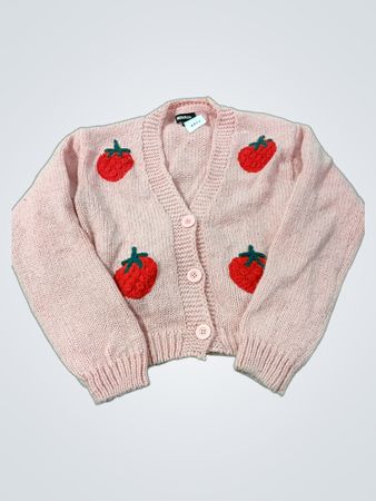 Rosa Erdbeer Strickjacke