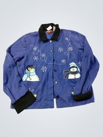 Blauer Schneemann Bestickte Jacke