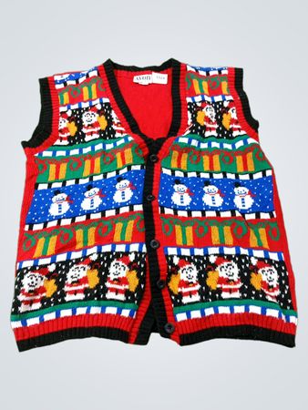 Avon Style Weihnachtsweste mit Weihnachtsmann- und Schneemann-Print