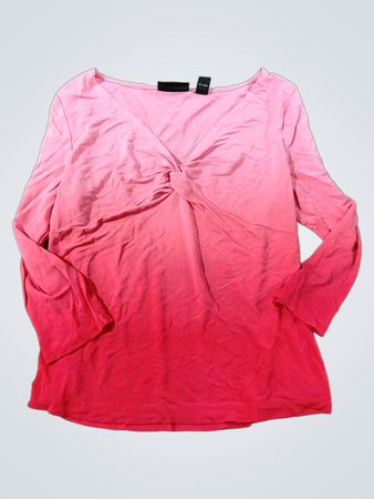 Valerie Stevens Petite Ombre Twist Neck Long Sleeve Top