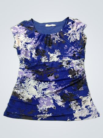RICKI'S Blaues Blumen-Raffungskleid