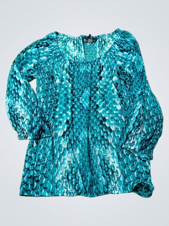INC Damen Blau Schlangenmuster Langarmshirt