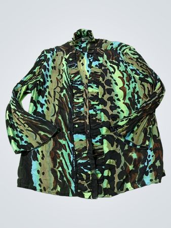 Signature by Larry Levine Damen Bluse mit Tierdruck und Falten