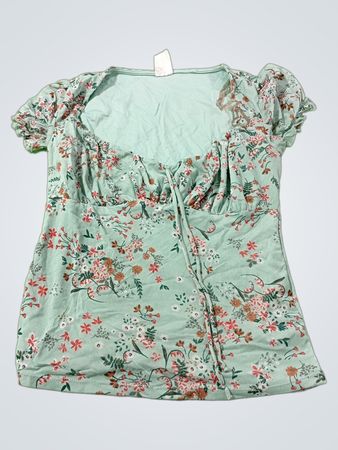 No Boundaries Damen Floral Print Puff Sleeve Top