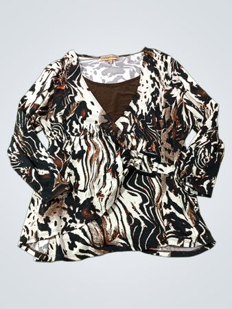 Notations Damen Tierdruck Faux-Wrap-Top