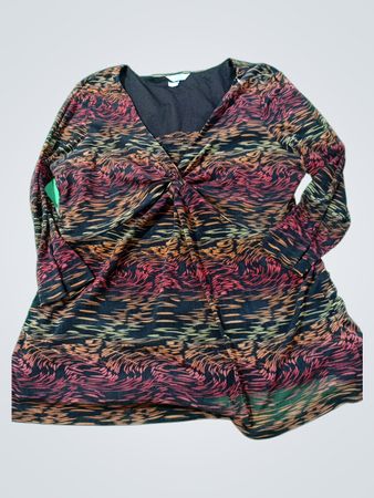 Christopher & Banks Frauen Gedrucktes Twist Front Langarmoberteil