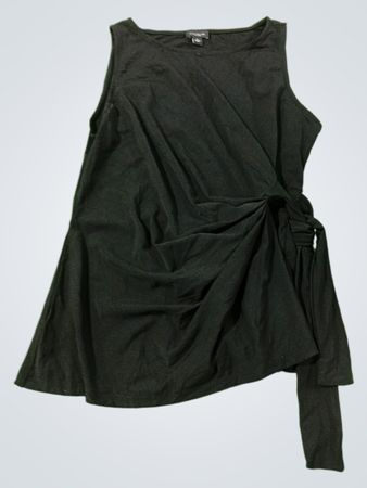Ann Taylor Factory Schwarze ärmellose drapierte Bluse