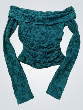 Wild Fable Off-the-Shoulder Raffung Top mit Rosenmuster