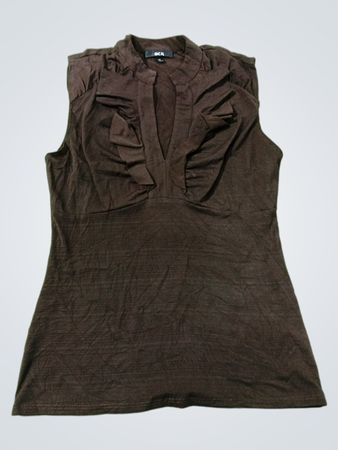 BCX Damen Braunes Ärmelloses V-Ausschnitt Top