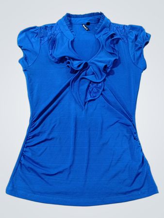 Blaues Rüschenshirt