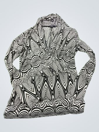 S Line Black Label Damen Schwarz-weiß gemustertes Langarm-Oberteil