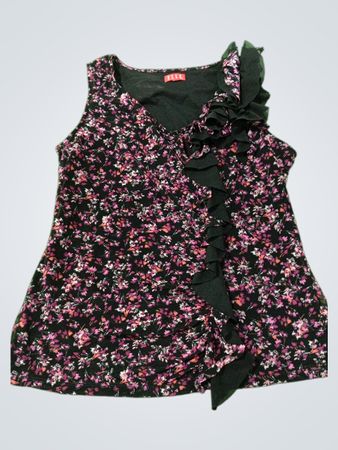 ELLE Floral Print Ärmelloses Top mit Rüschendetail