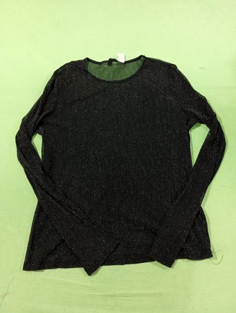 H&M Divided schwarzes glitzerndes Langarmoberteil