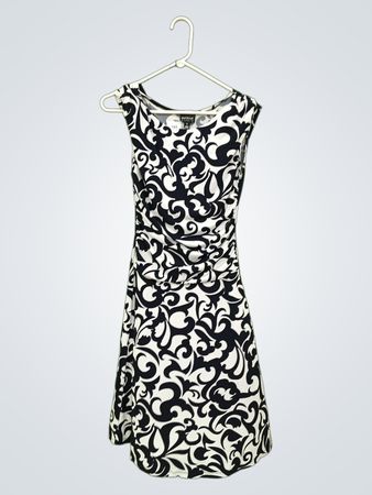 ENFOCUS STUDIO Damen Schwarz-Weiß Wirbelmuster Ärmelloses Kleid Größe 8