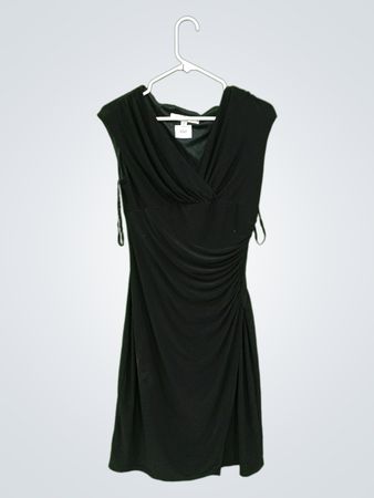 Evan-Picone Damen Schwarzes Raffung Sheath Kleid