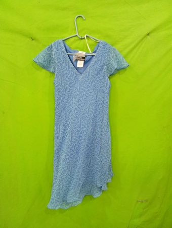 Positive Attitude Petite Blau Blatt Druck Kleid