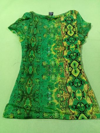 INC International Concepts Damen Grünes Schlangenprint Transparente Rüschendress