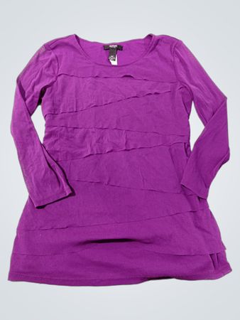 ALFANI PETITE Lila Rüschenshirt mit langen Ärmeln