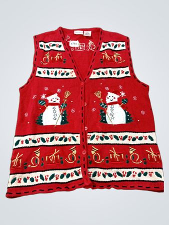 Bobbie Brooks Damen Rote Weihnachts-Schneemann-Weste