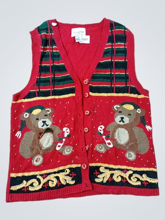 Carly St. Claire Damen Rotes Teddybär Weihnachts-Weste