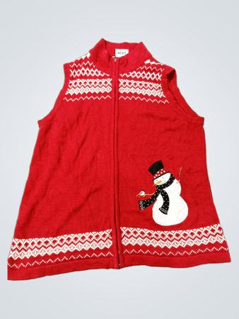 Damen Roter Schneemann Weihnachtsferien Pullover Weste