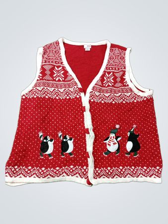 Holiday Editions Rote Pinguin Fair Isle Strickweste