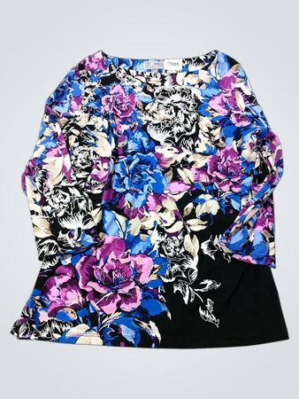 JM Collection Petite Floral Print Long-Sleeve Top