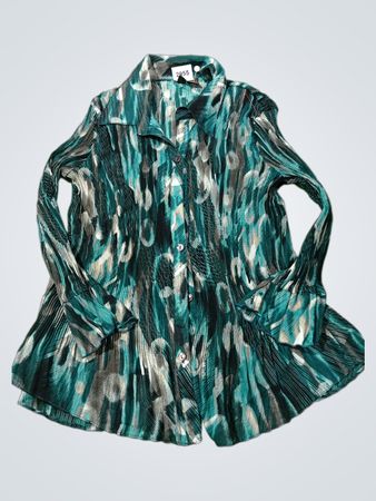 Serenade New York Plissee Abstrakter Druck Button-Up Hemd