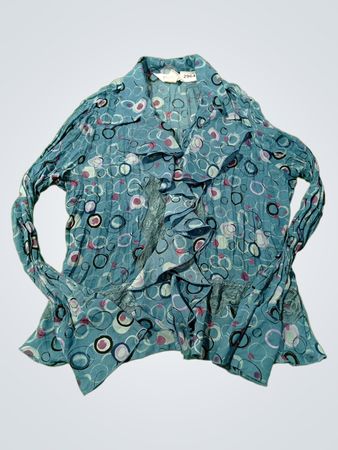 ALLISON TAYLOR Damen Bluse mit blauem Kreisdesign