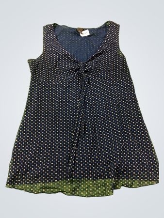 New York & Company Damen Ärmelloses Blaues Polka-Dot-Kleid