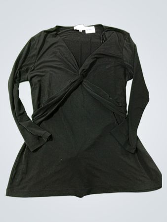 Nine West Schwarzes Langarm-Twist-Front-Top