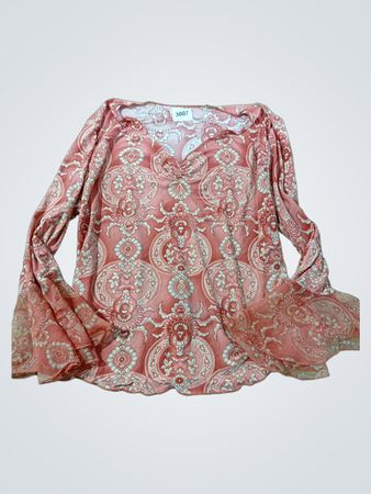 Bluse mit Glockenärmel im pinken Paisleymuster