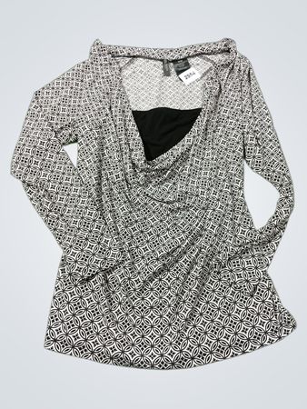 Bisou Bisou Langarm-Oberteil mit Cowl-Neck